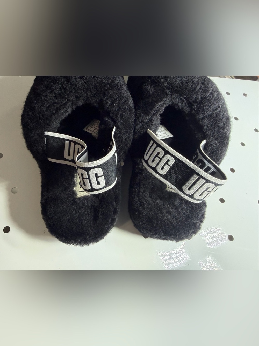 Ugg Fluff Yeah Sling black Fluffy Slippers Womens Size 8 (Excellent Condition!) - Picture 4 of 8